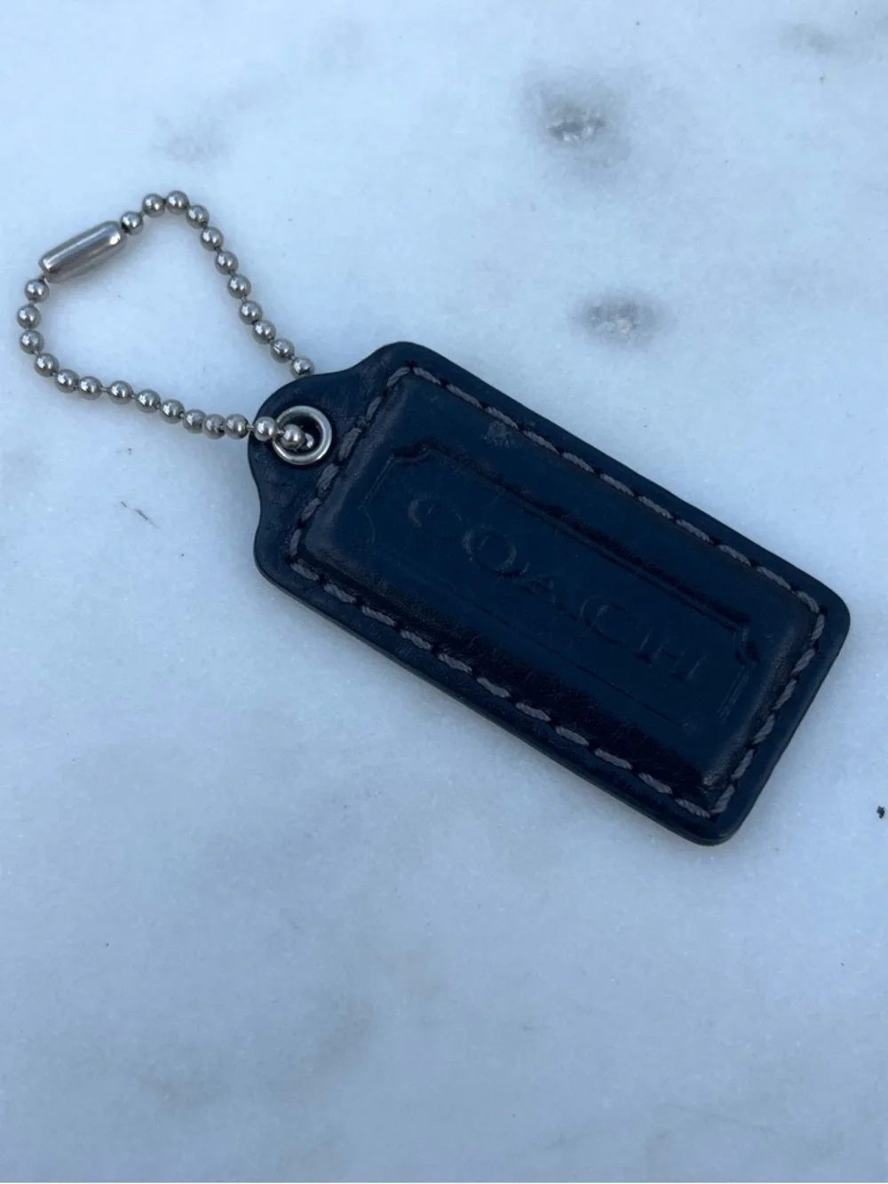 COACH Vintage Leather Hang Tag, Black